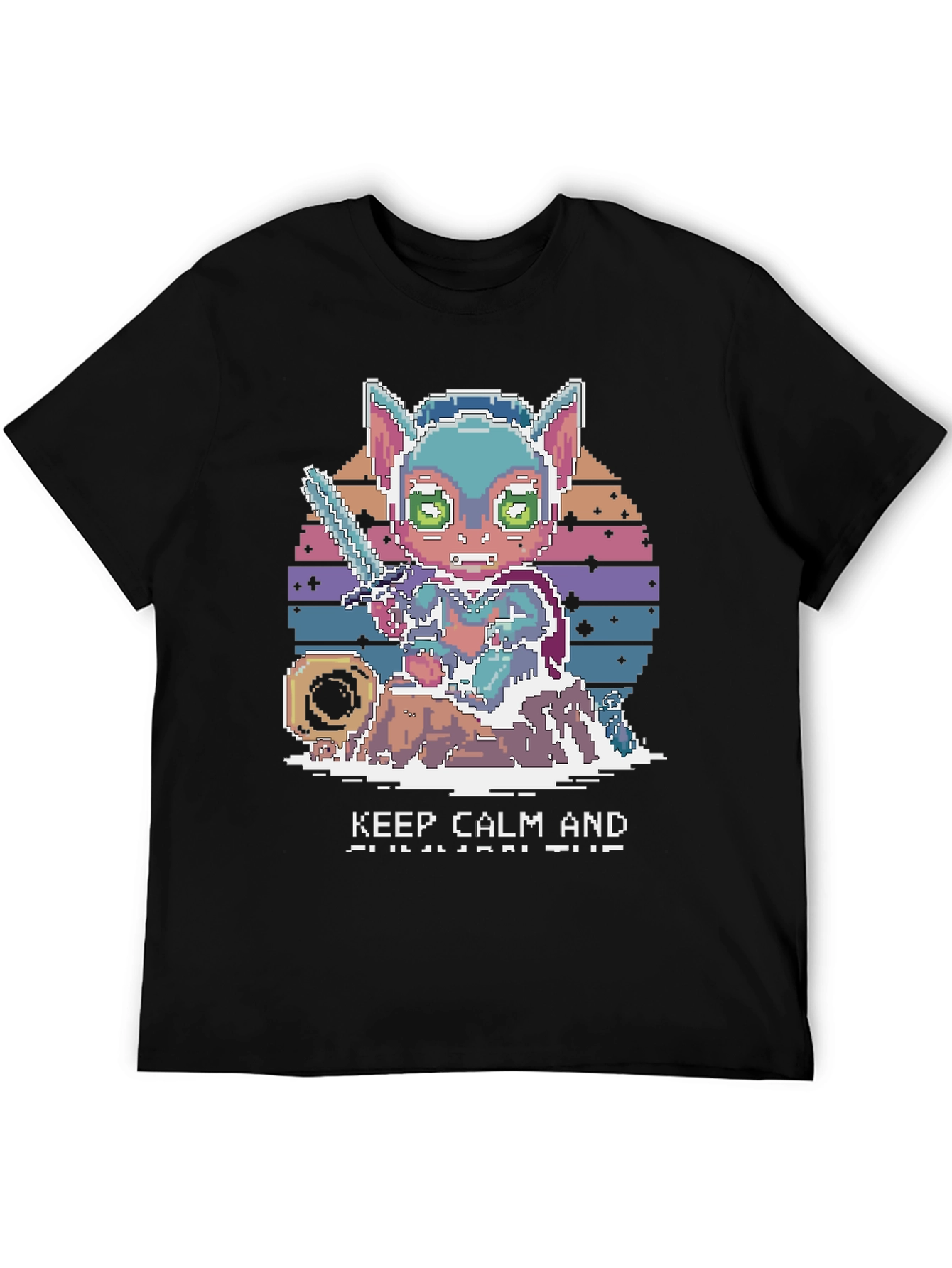 Pixel Art Cat Warrior T-Shirt