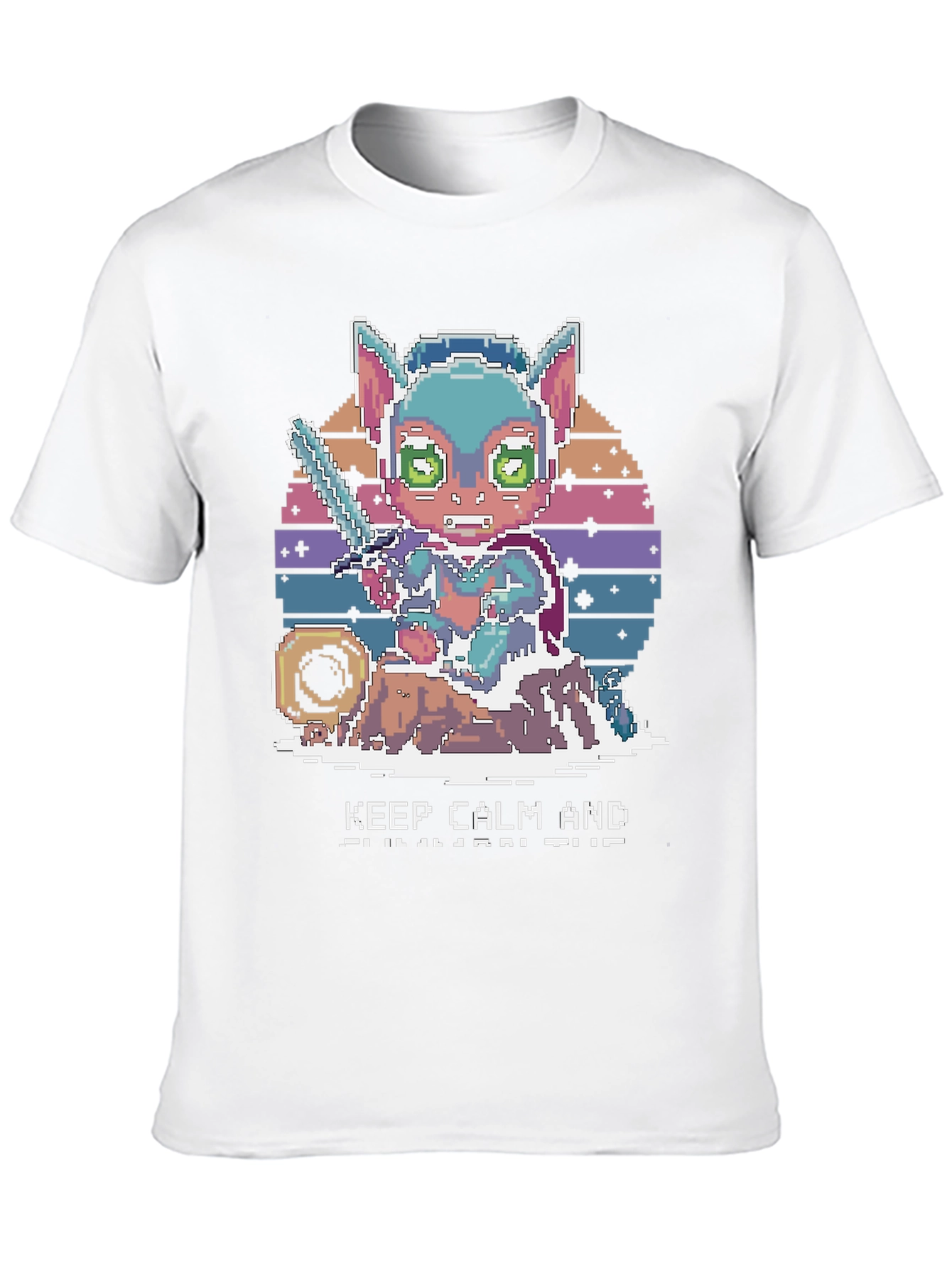 Pixel Art Cat Warrior T-Shirt