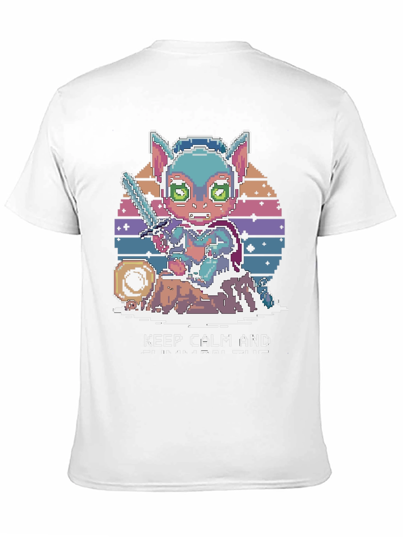 Pixel Art Cat Warrior T-Shirt