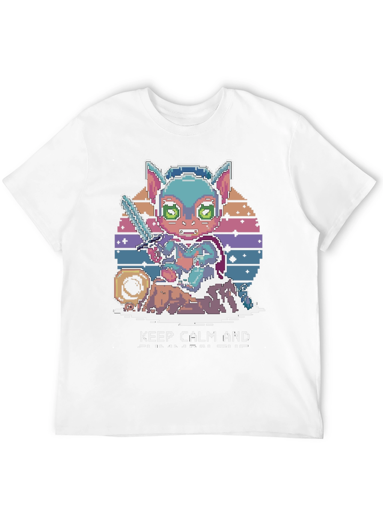 Pixel Art Cat Warrior T-Shirt