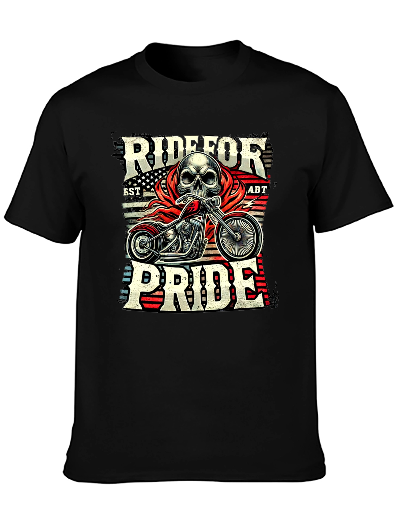 Ride for Pride Skull Motorcycle Graphic T-Shirt