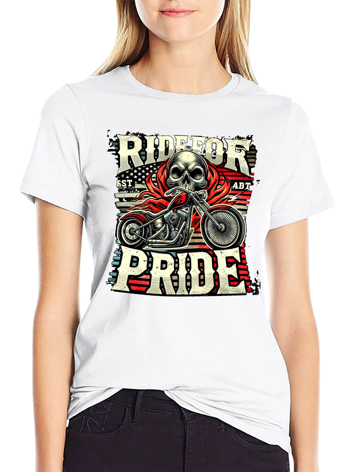 Ride for Pride Skull Motorcycle Graphic T-Shirt