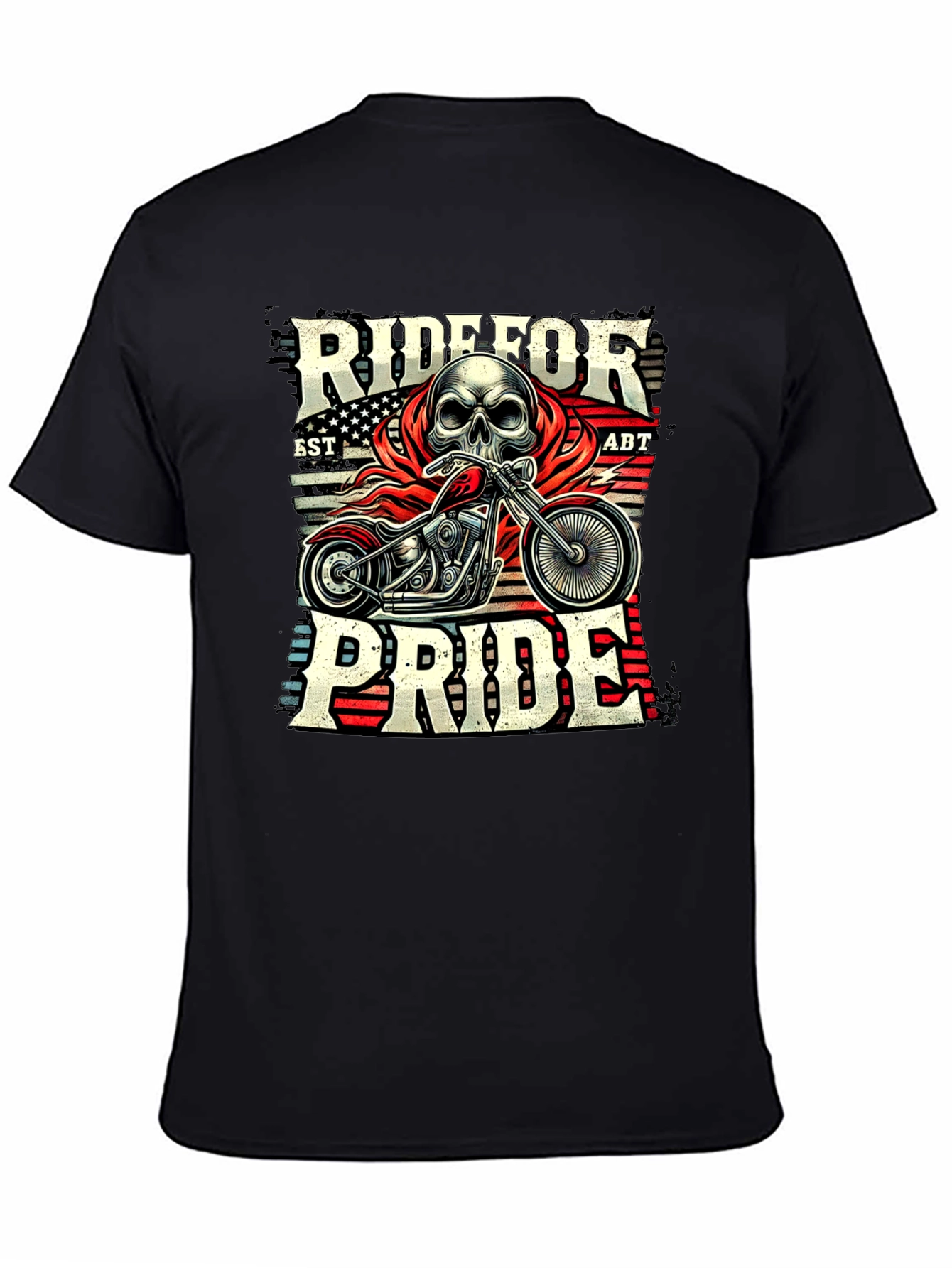 Ride for Pride Skull Motorcycle Graphic T-Shirt