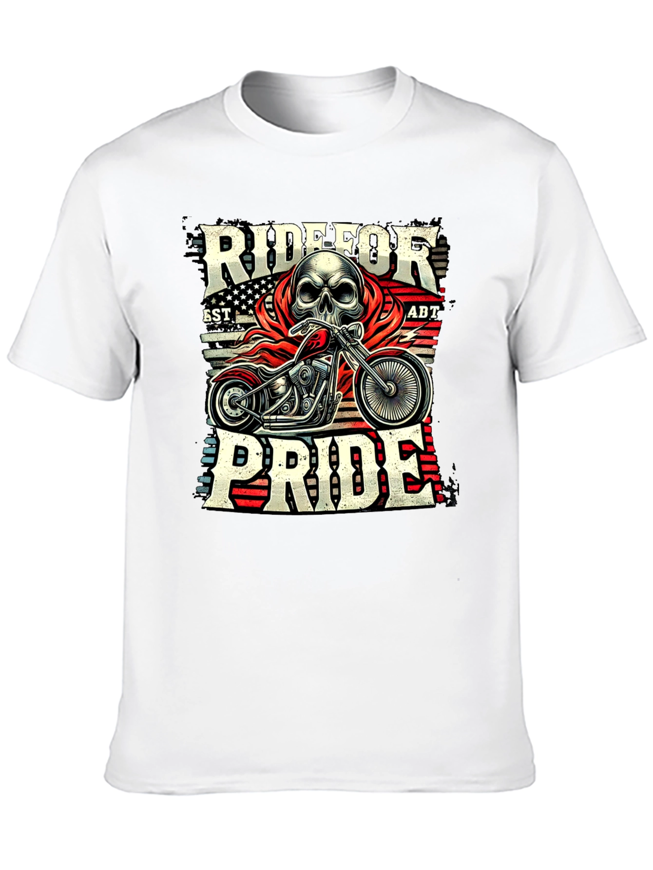 Ride for Pride Skull Motorcycle Graphic T-Shirt