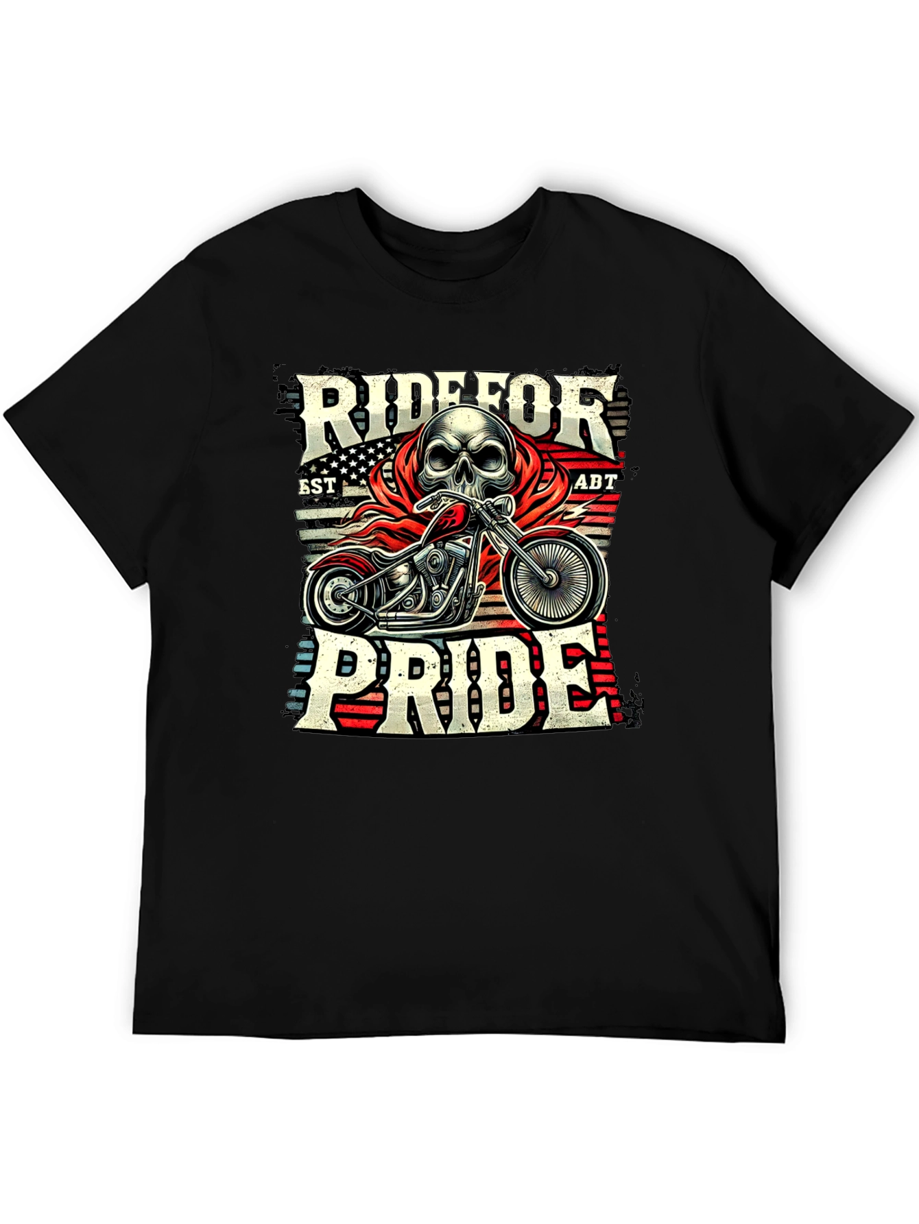 Ride for Pride Skull Motorcycle Graphic T-Shirt