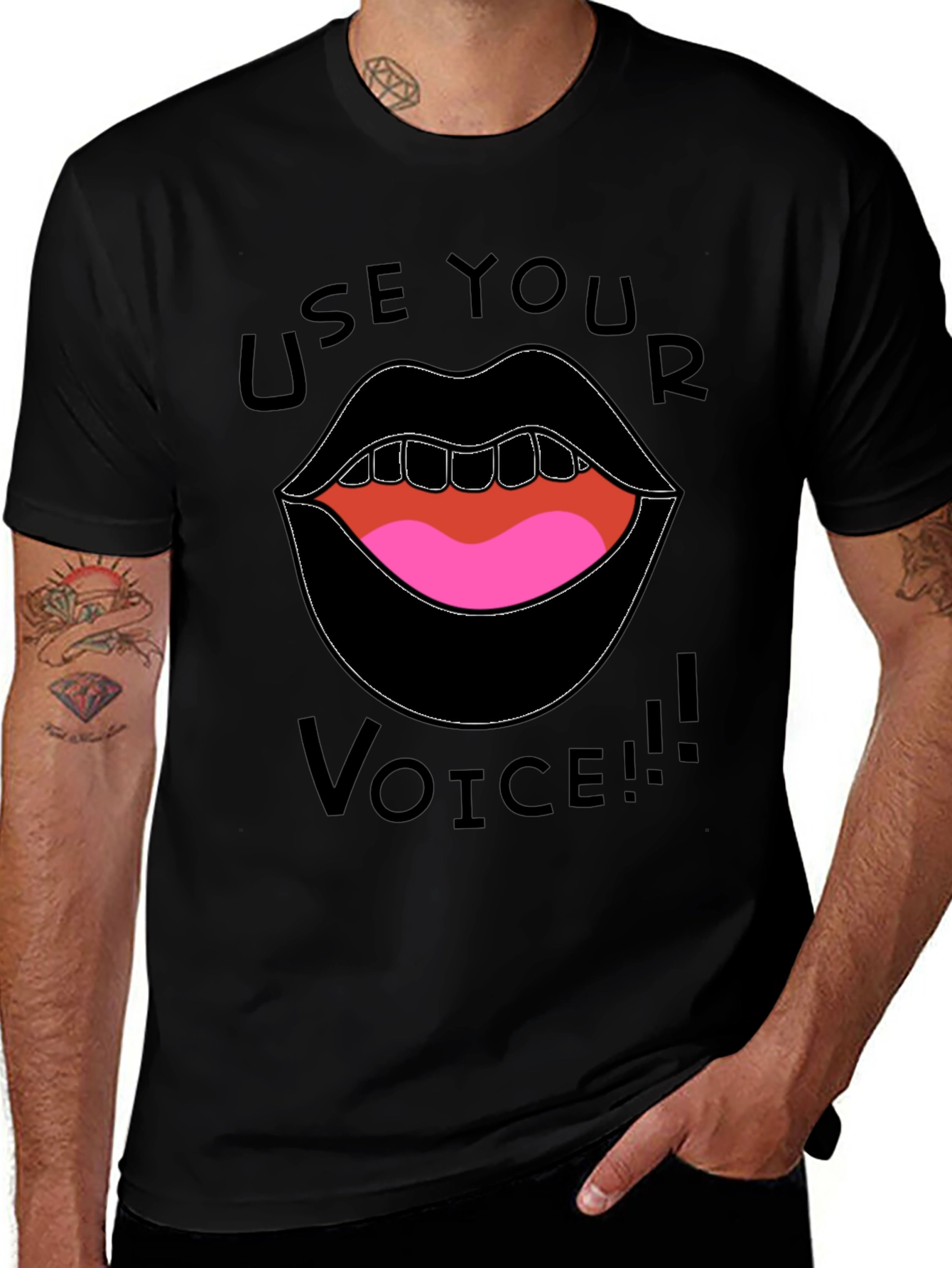 Use Your Voice Graphic Tee - Black