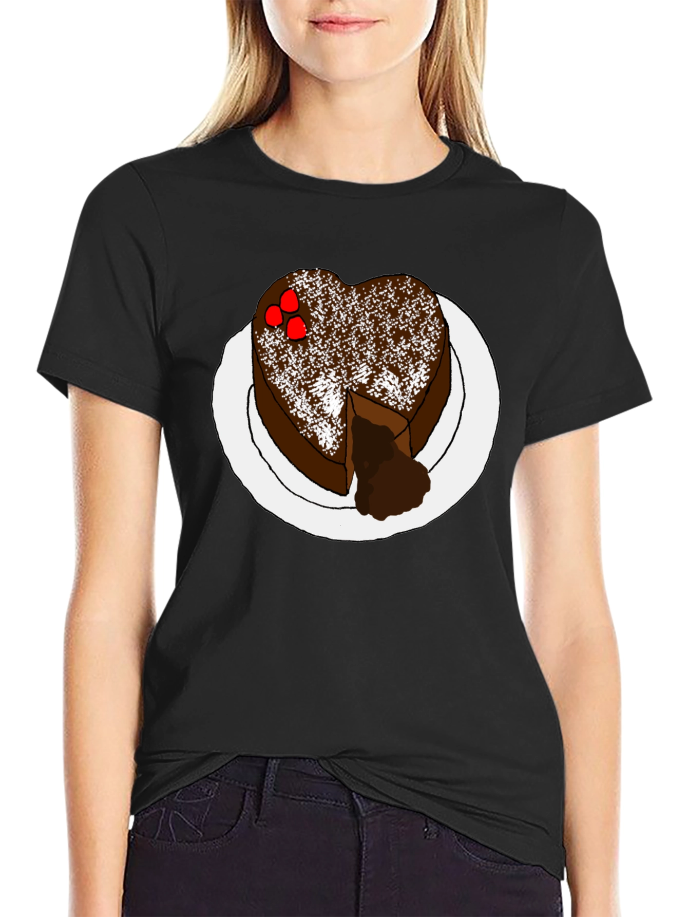 Heart Cake Graphic Tee - Sweet Treat Shirt