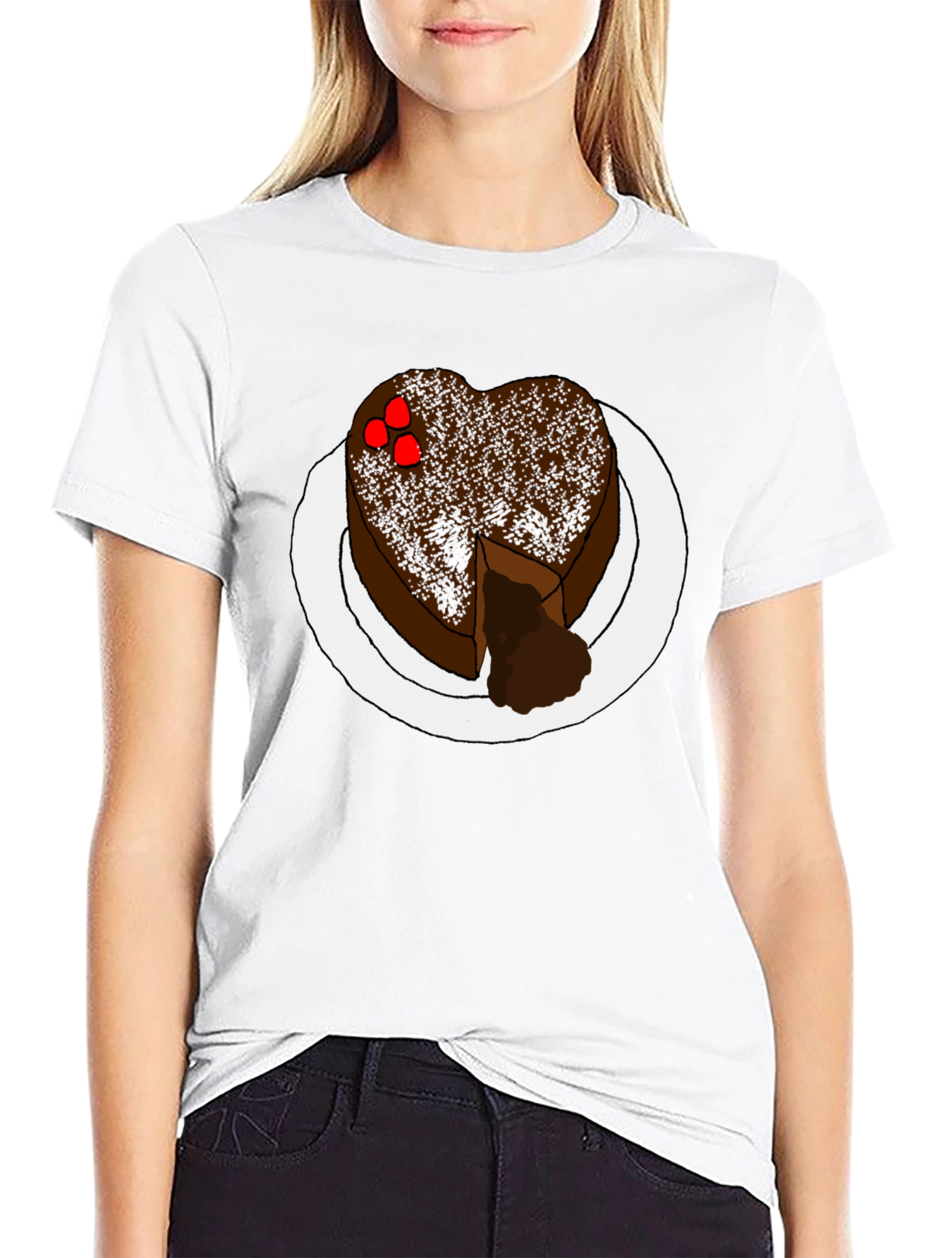 Heart Cake Graphic Tee - Sweet Treat Shirt