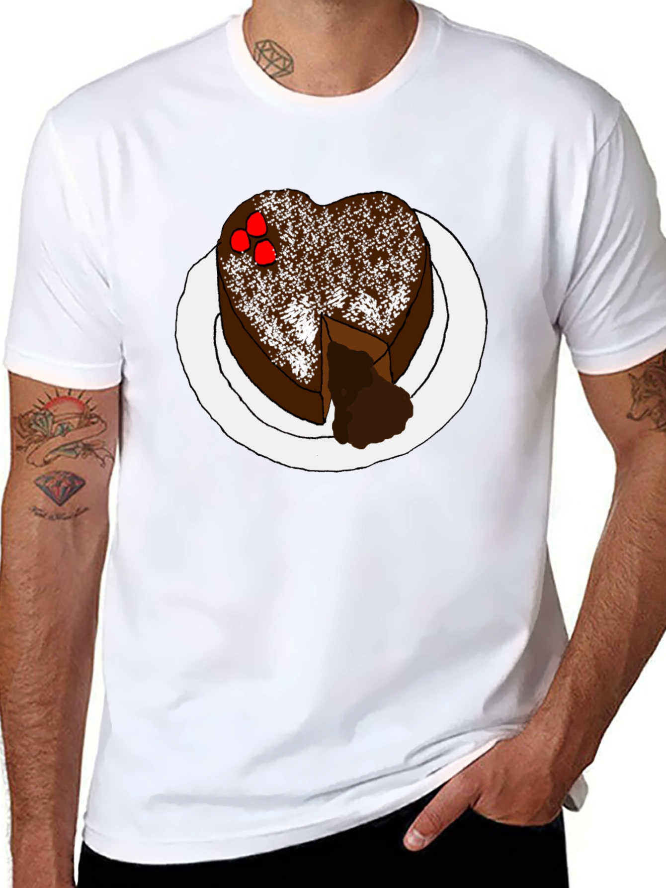 Heart Cake Graphic Tee - Sweet Treat Shirt