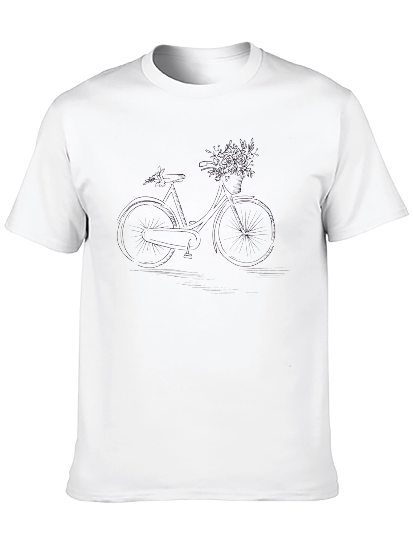 Black Bicycle with Flowers Graphic Tee