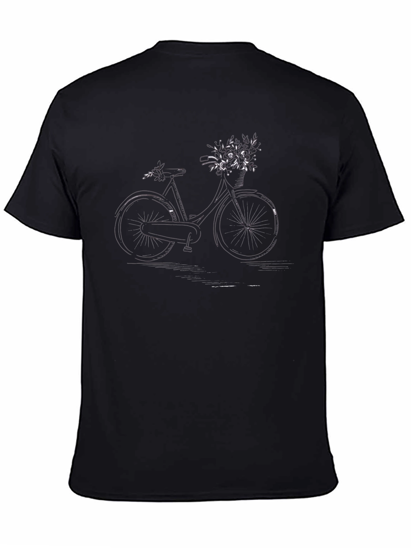 Black Bicycle with Flowers Graphic Tee