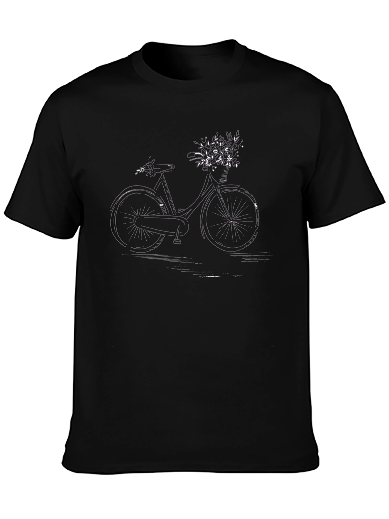 Black Bicycle with Flowers Graphic Tee