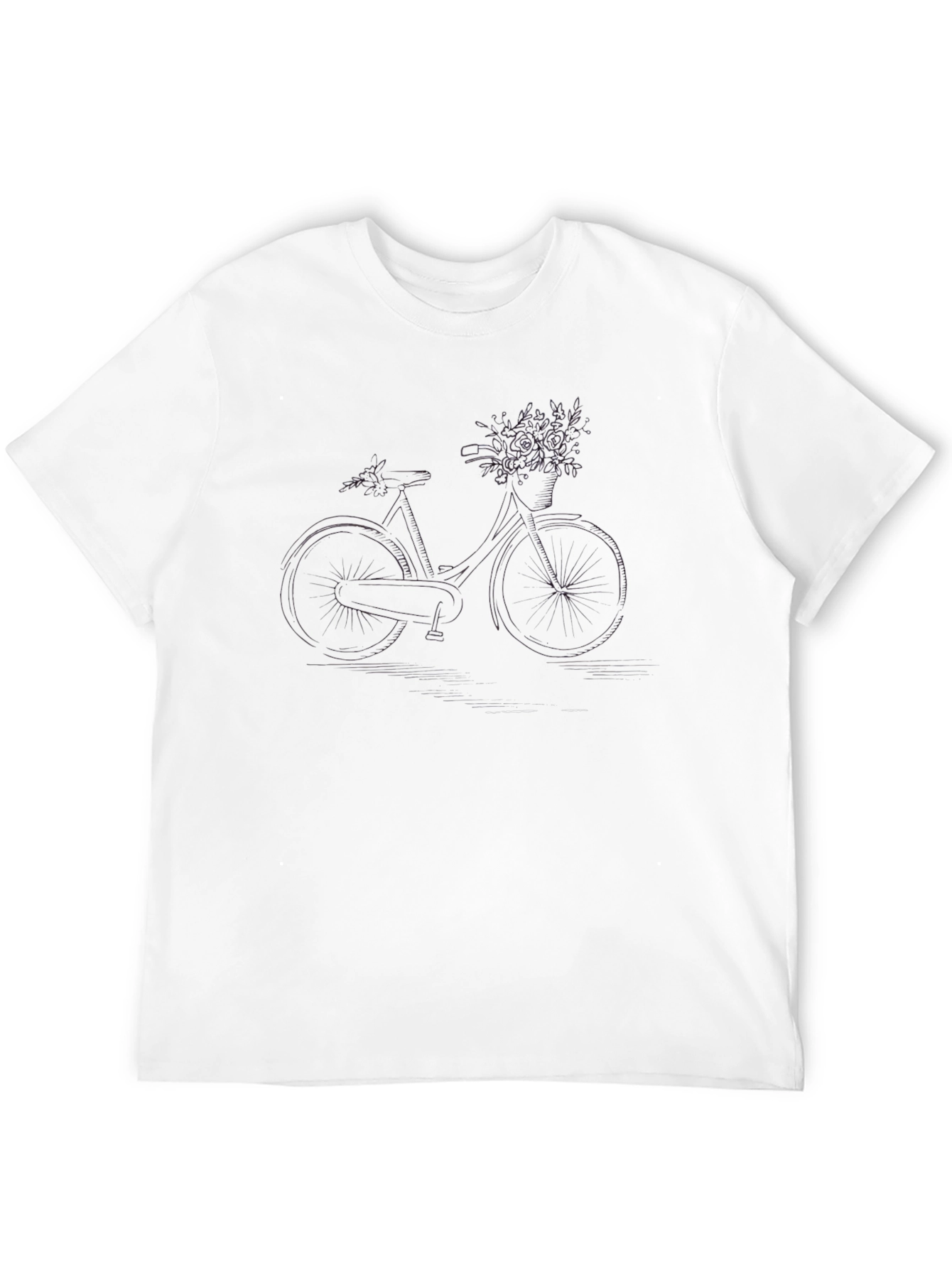 Black Bicycle with Flowers Graphic Tee