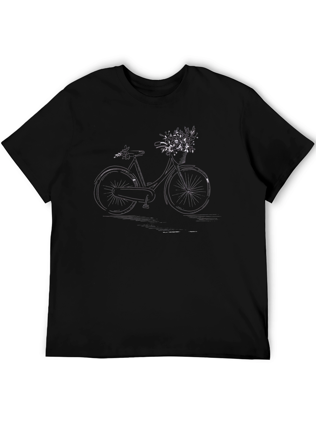 Black Bicycle with Flowers Graphic Tee