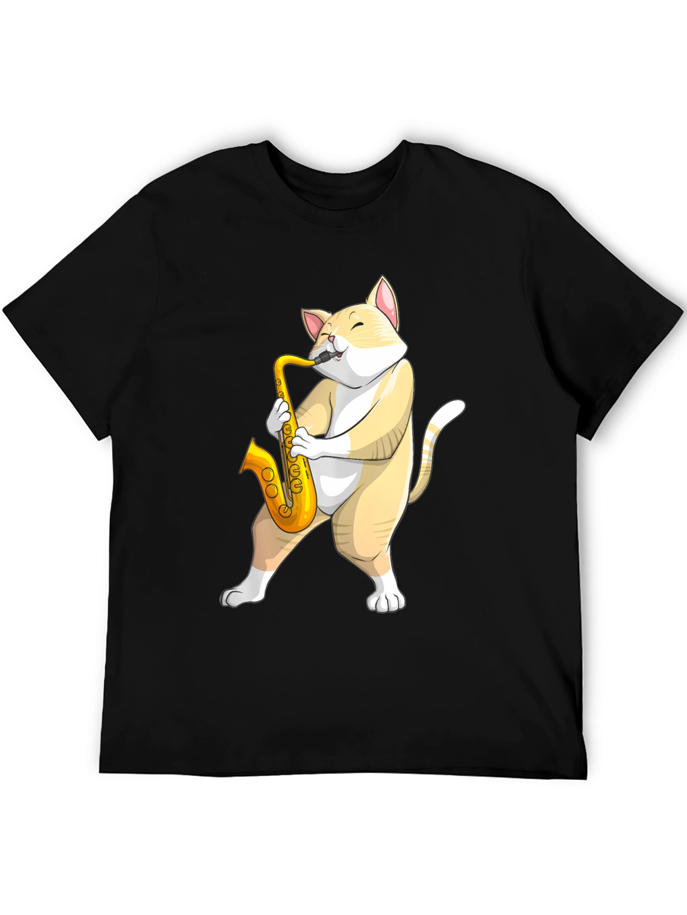 Cat Saxophone T-Shirt - Musical Animal Tee