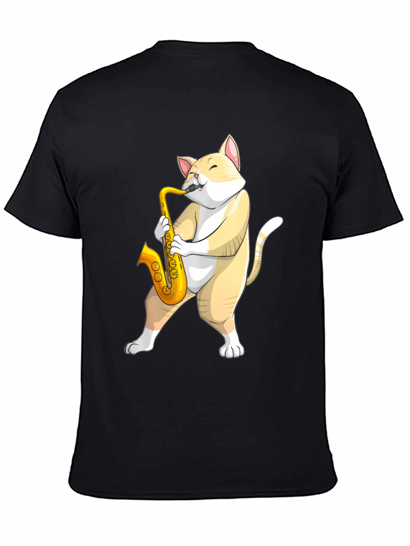 Cat Saxophone T-Shirt - Musical Animal Tee