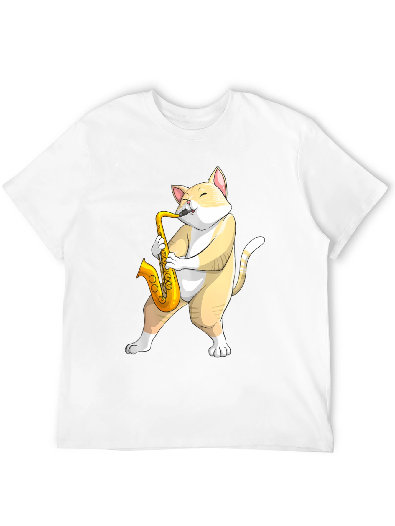 Cat Saxophone T-Shirt - Musical Animal Tee