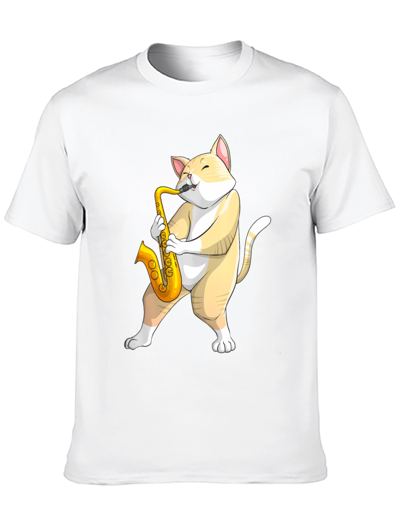 Cat Saxophone T-Shirt - Musical Animal Tee