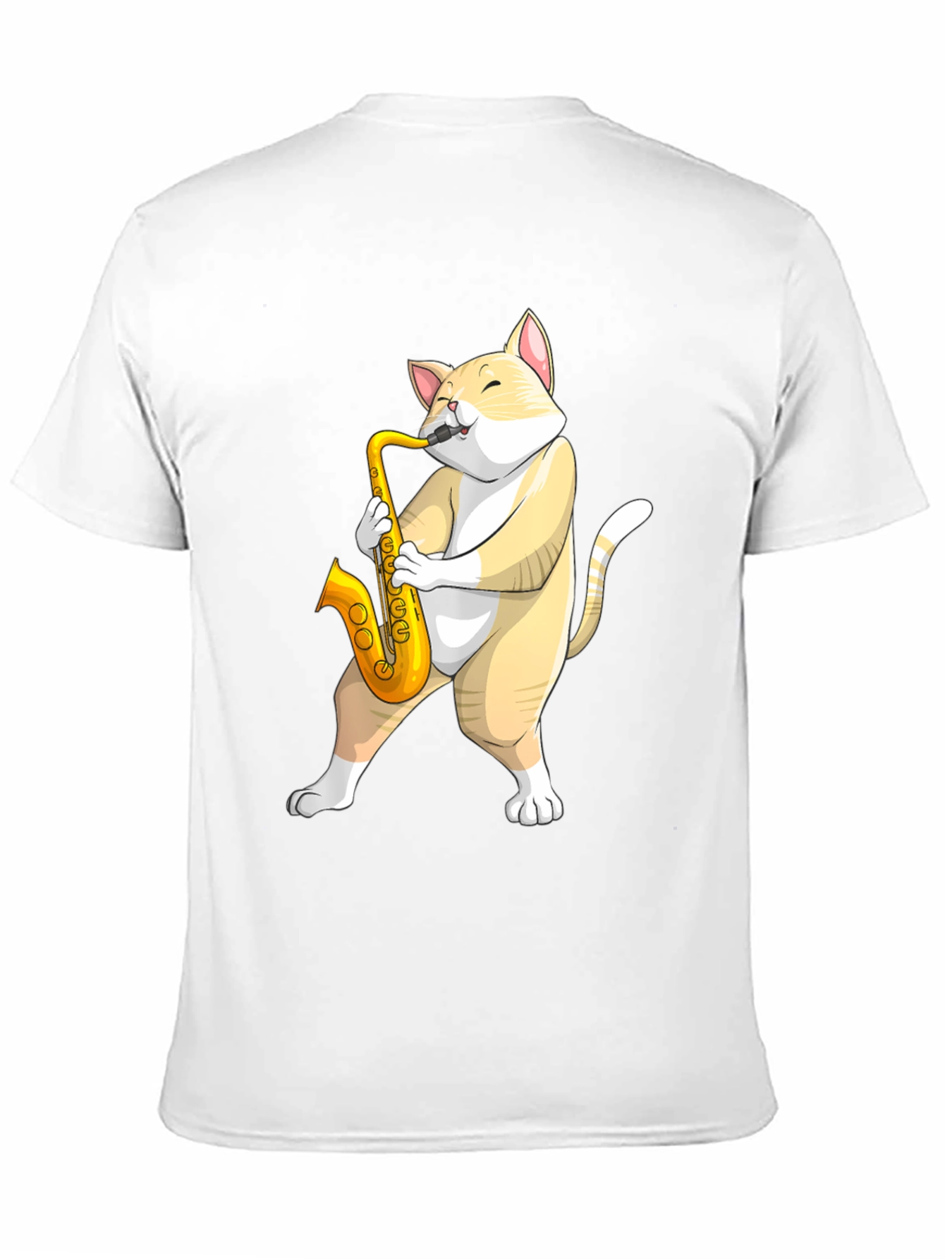 Cat Saxophone T-Shirt - Musical Animal Tee