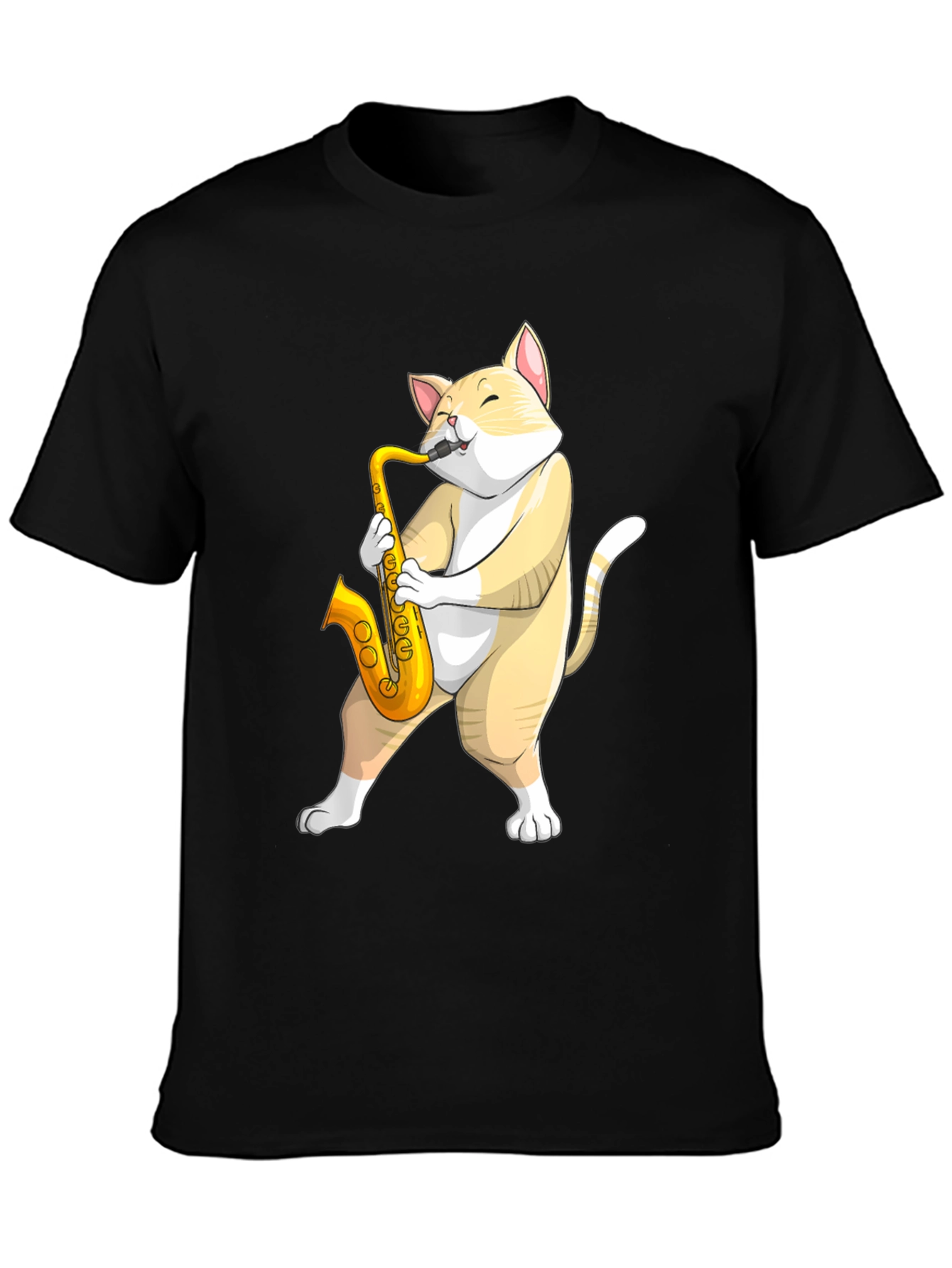 Cat Saxophone T-Shirt - Musical Animal Tee