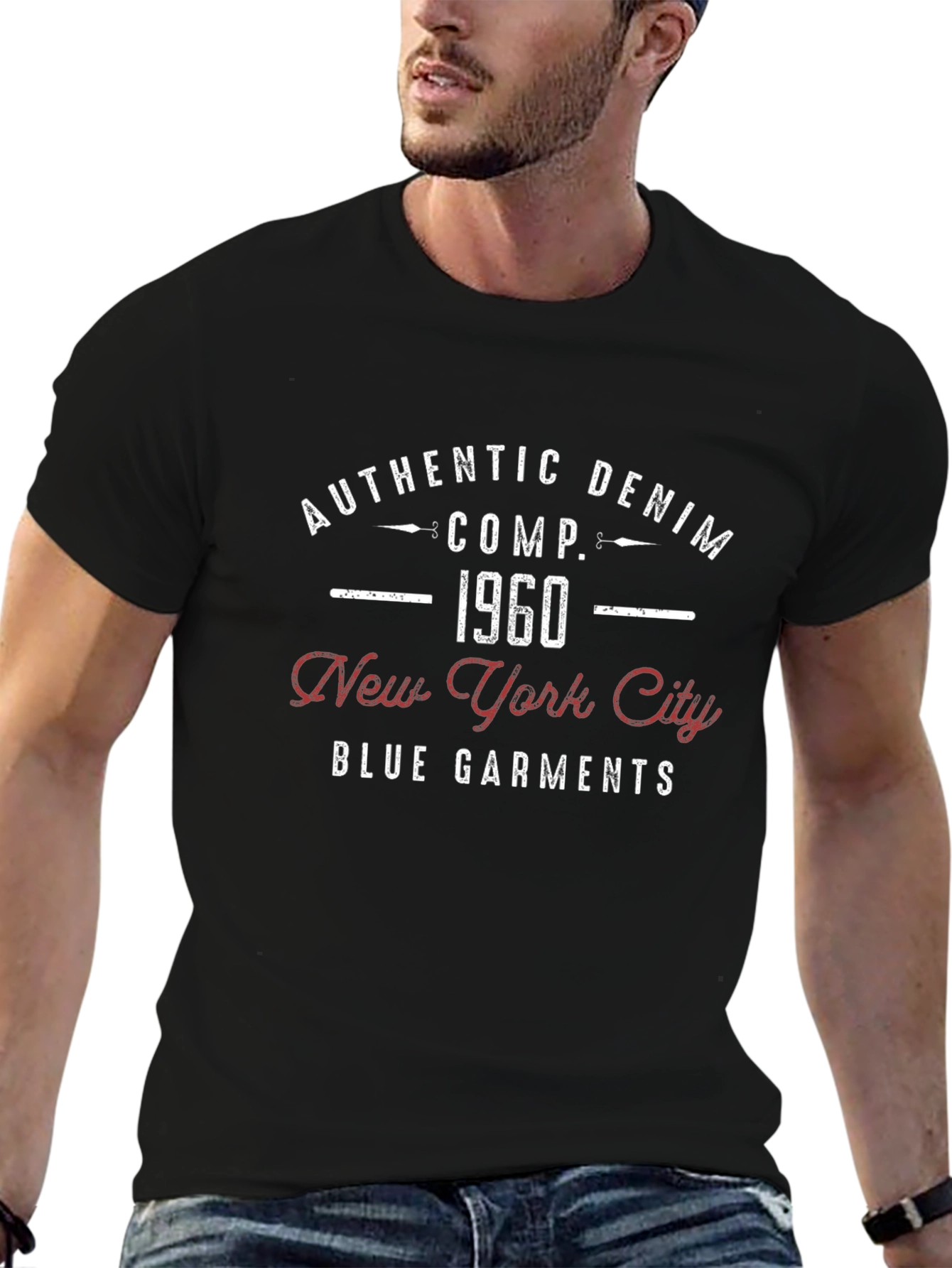 Authentic Denim 1960s Black Graphic T-Shirt