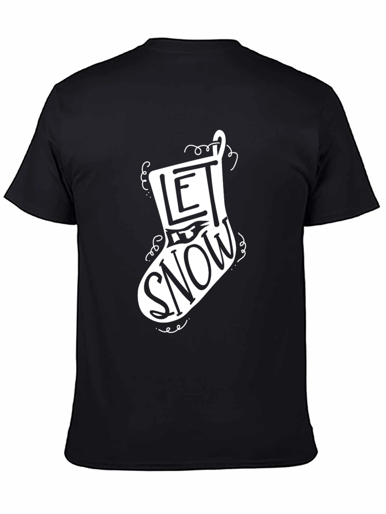 Let it Snow Christmas Stocking Graphic Tee - Black