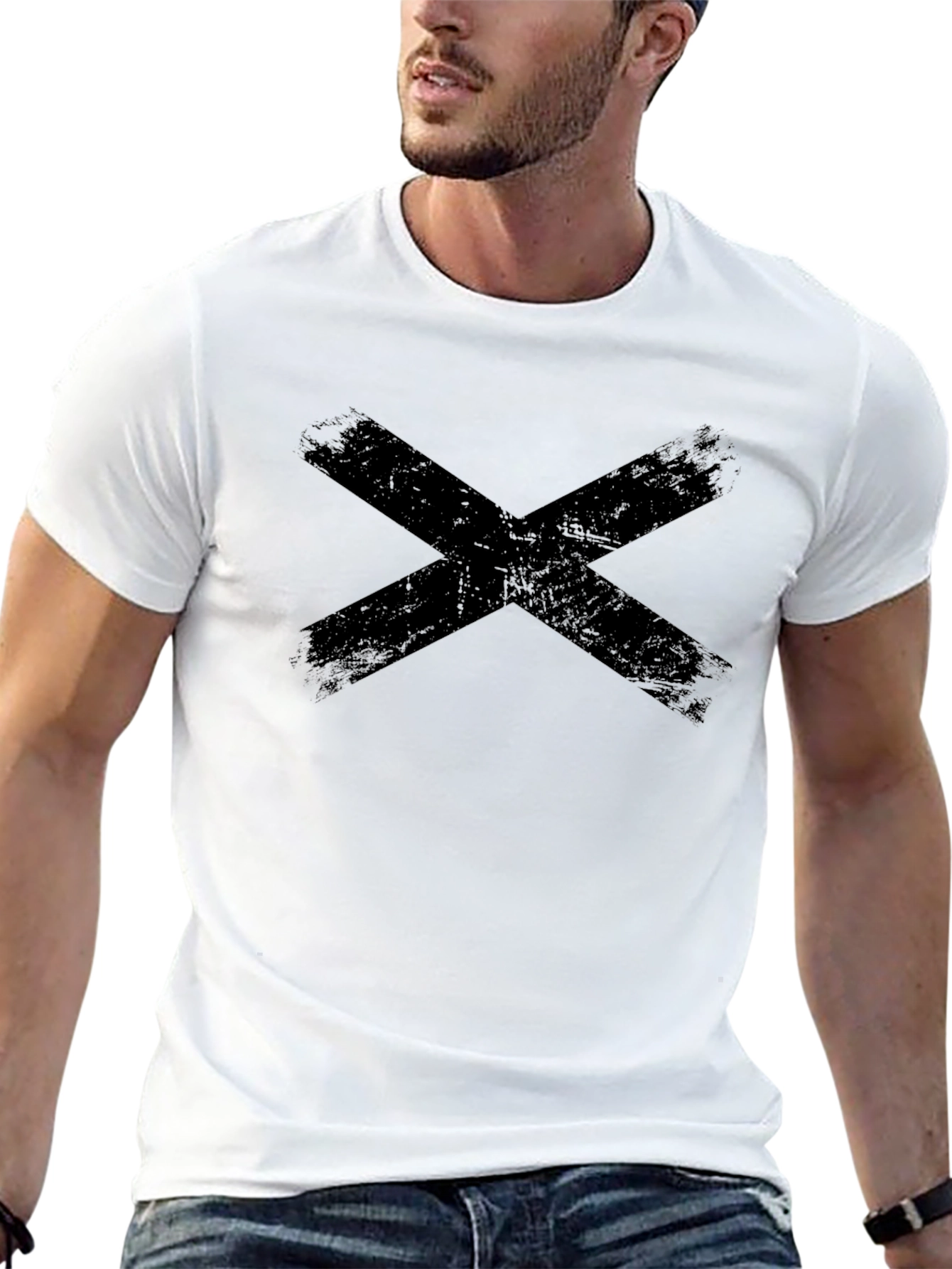 Distressed X Graphic Tee - Black Casual Shirt