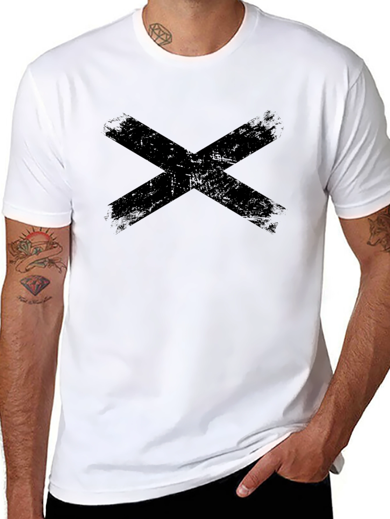 Distressed X Graphic Tee - Black Casual Shirt