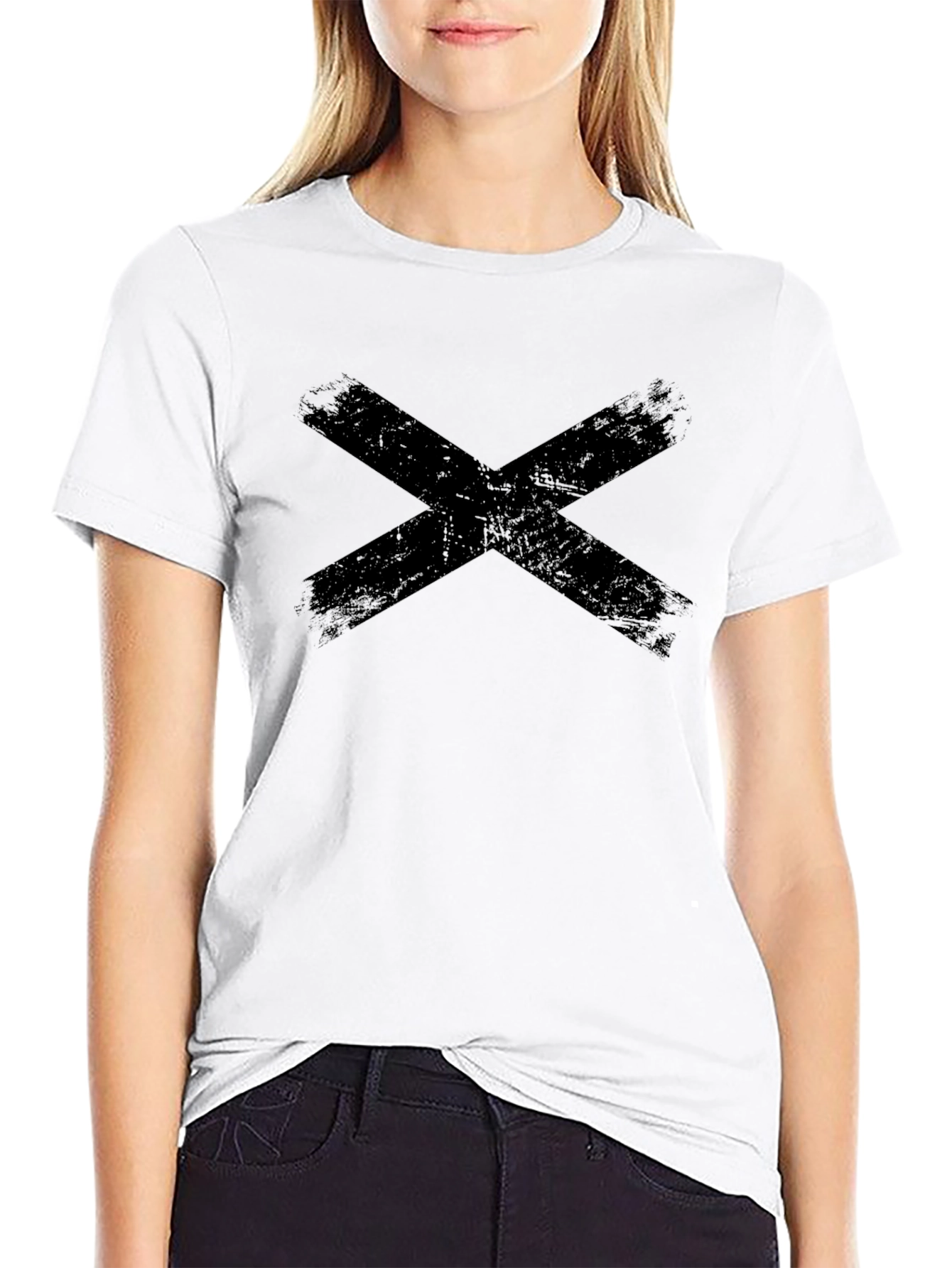 Distressed X Graphic Tee - Black Casual Shirt