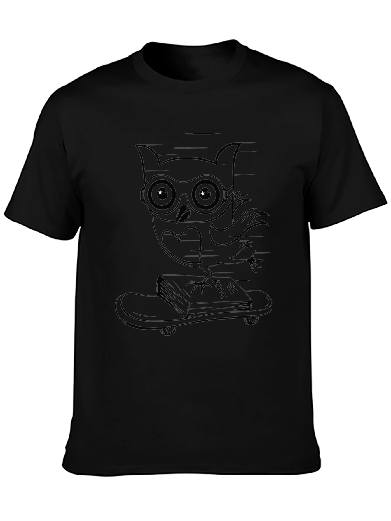 Cool Owl Skateboarder Tee - Black Graphic T-Shirt