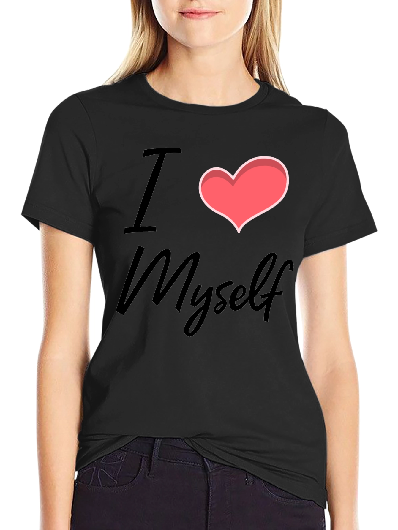 I Heart Myself Black Cotton T-Shirt