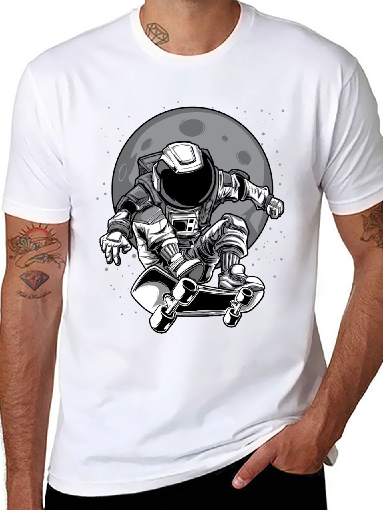 Astronaut Skateboarder Graphic T-Shirt