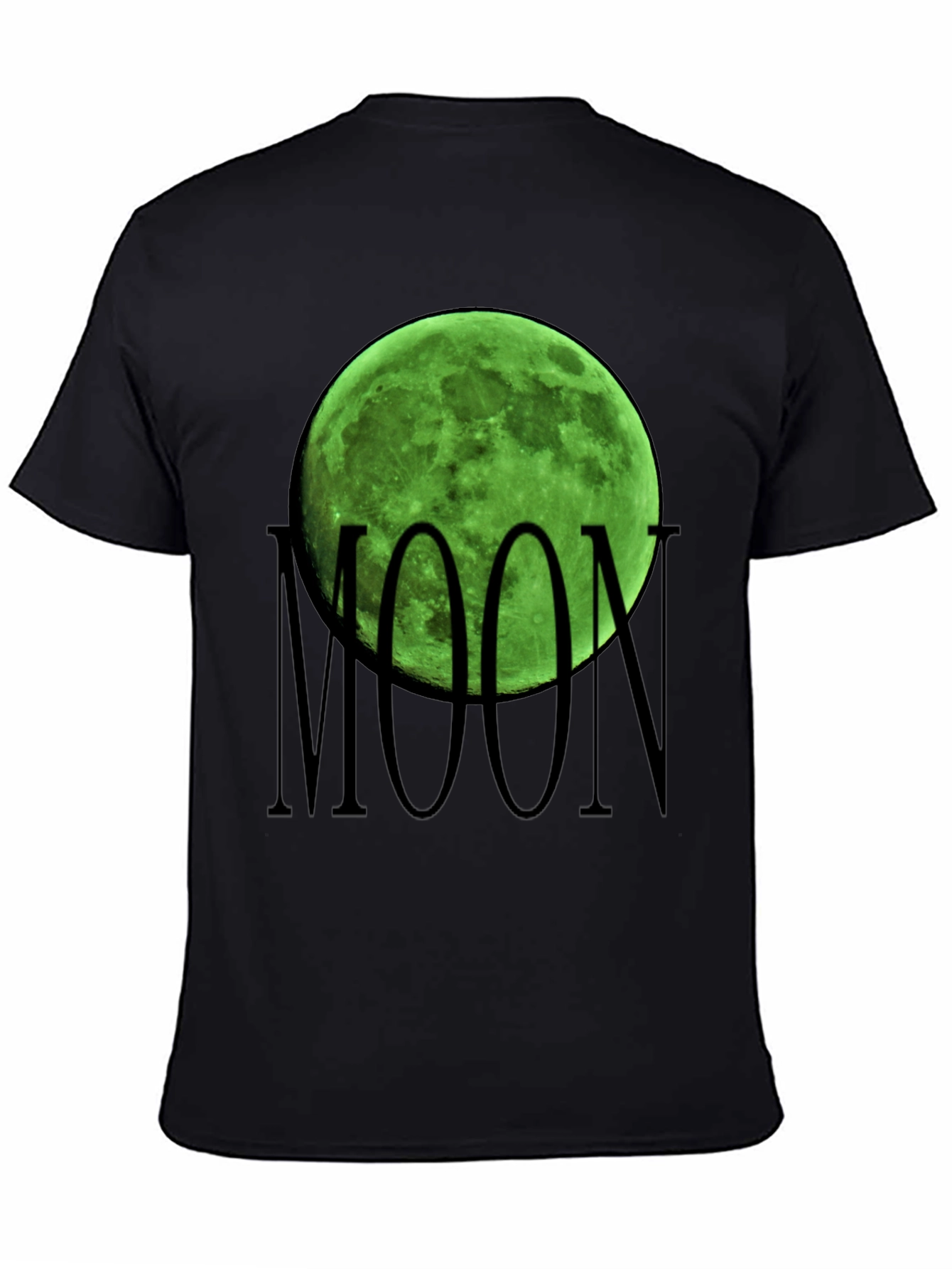 Green Moon Graphic Black T-Shirt
