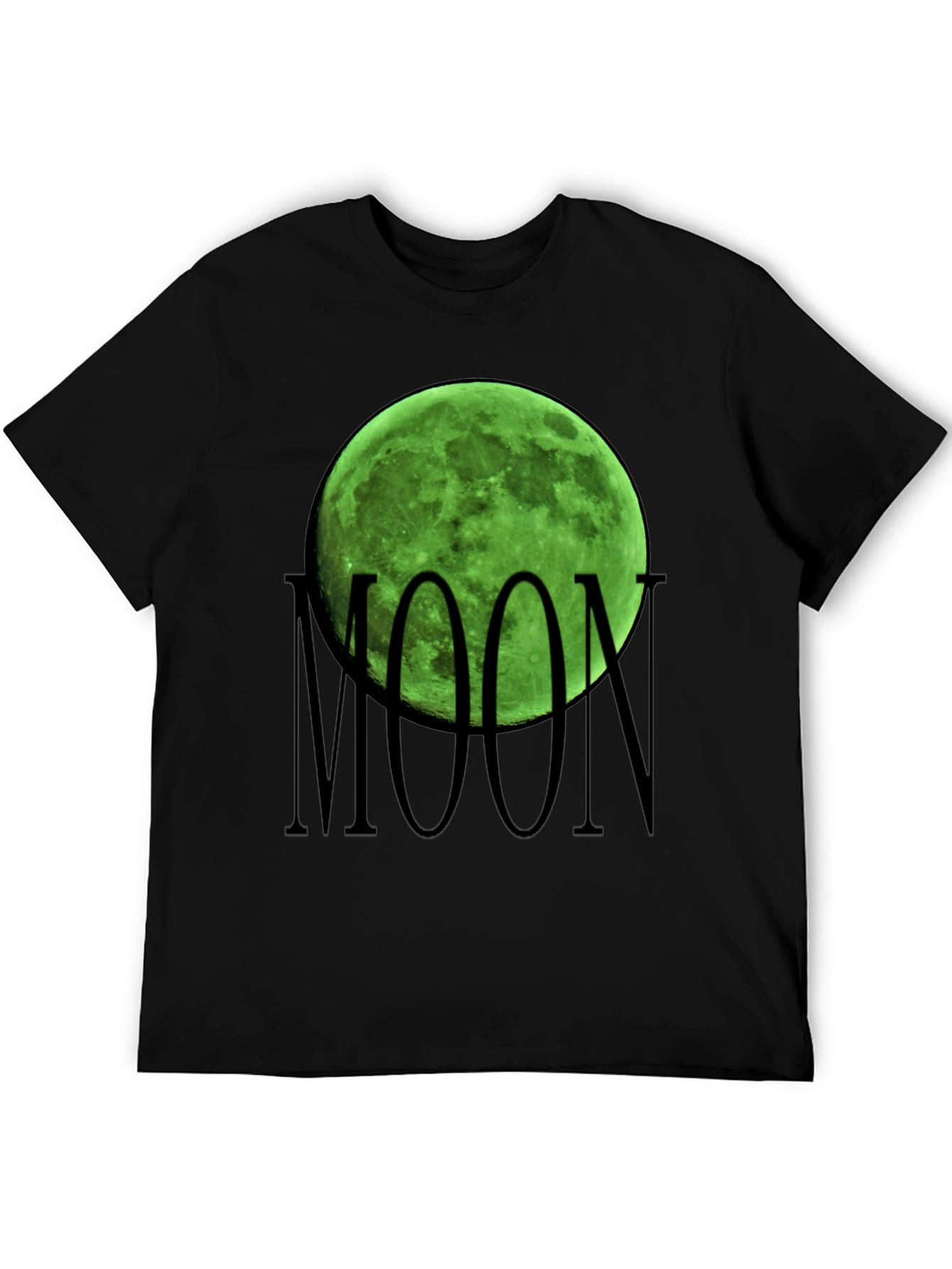 Green Moon Graphic Black T-Shirt