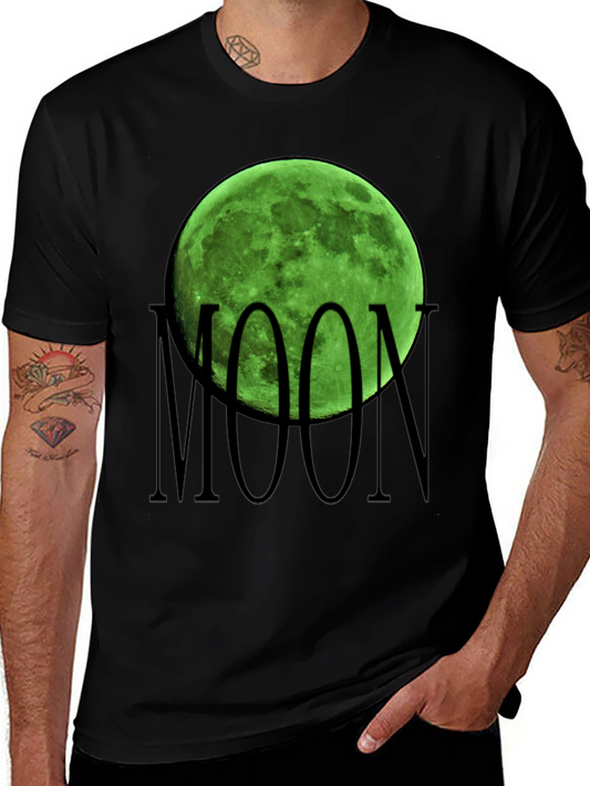 Green Moon Graphic Black T-Shirt