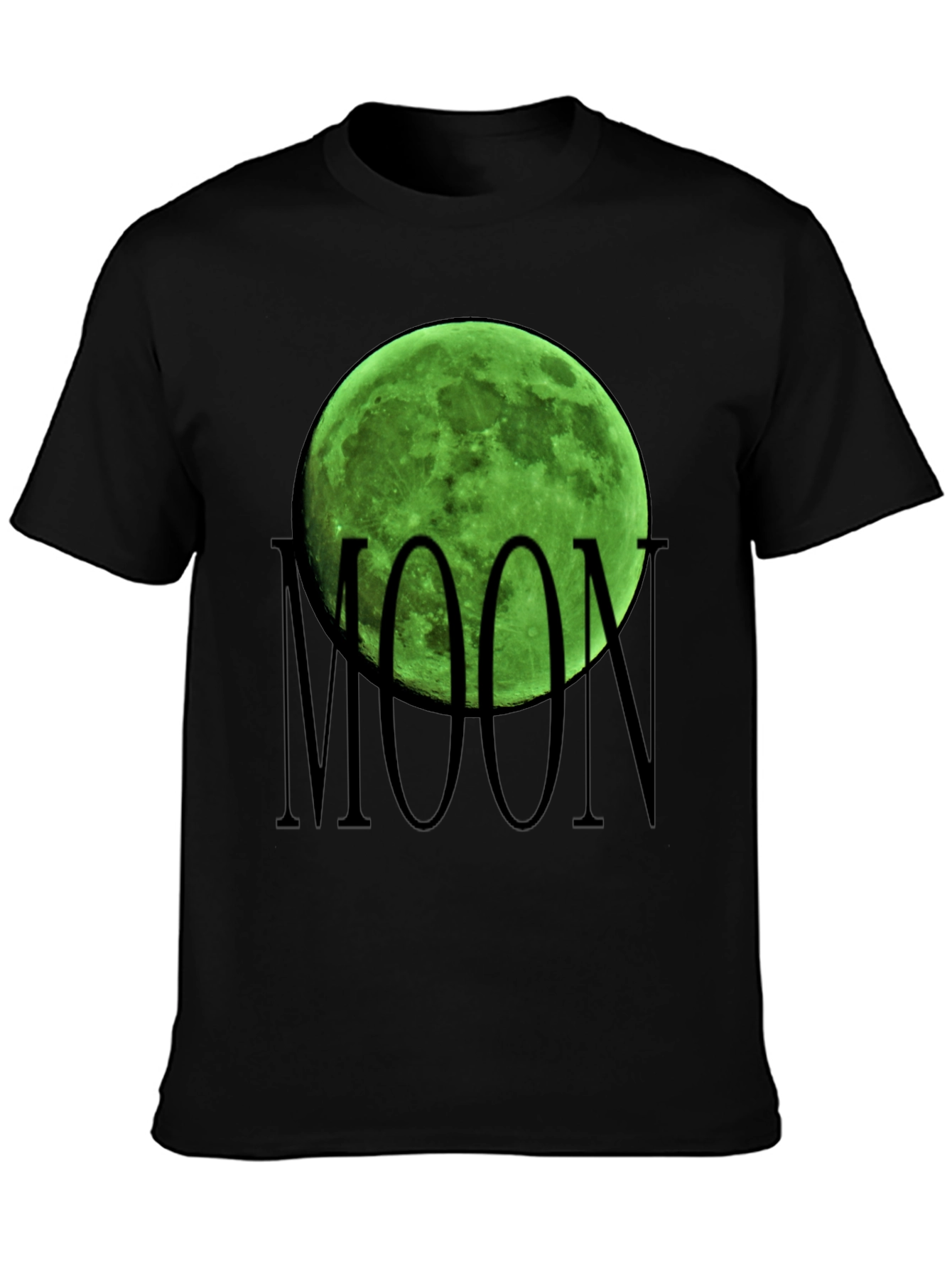 Green Moon Graphic Black T-Shirt