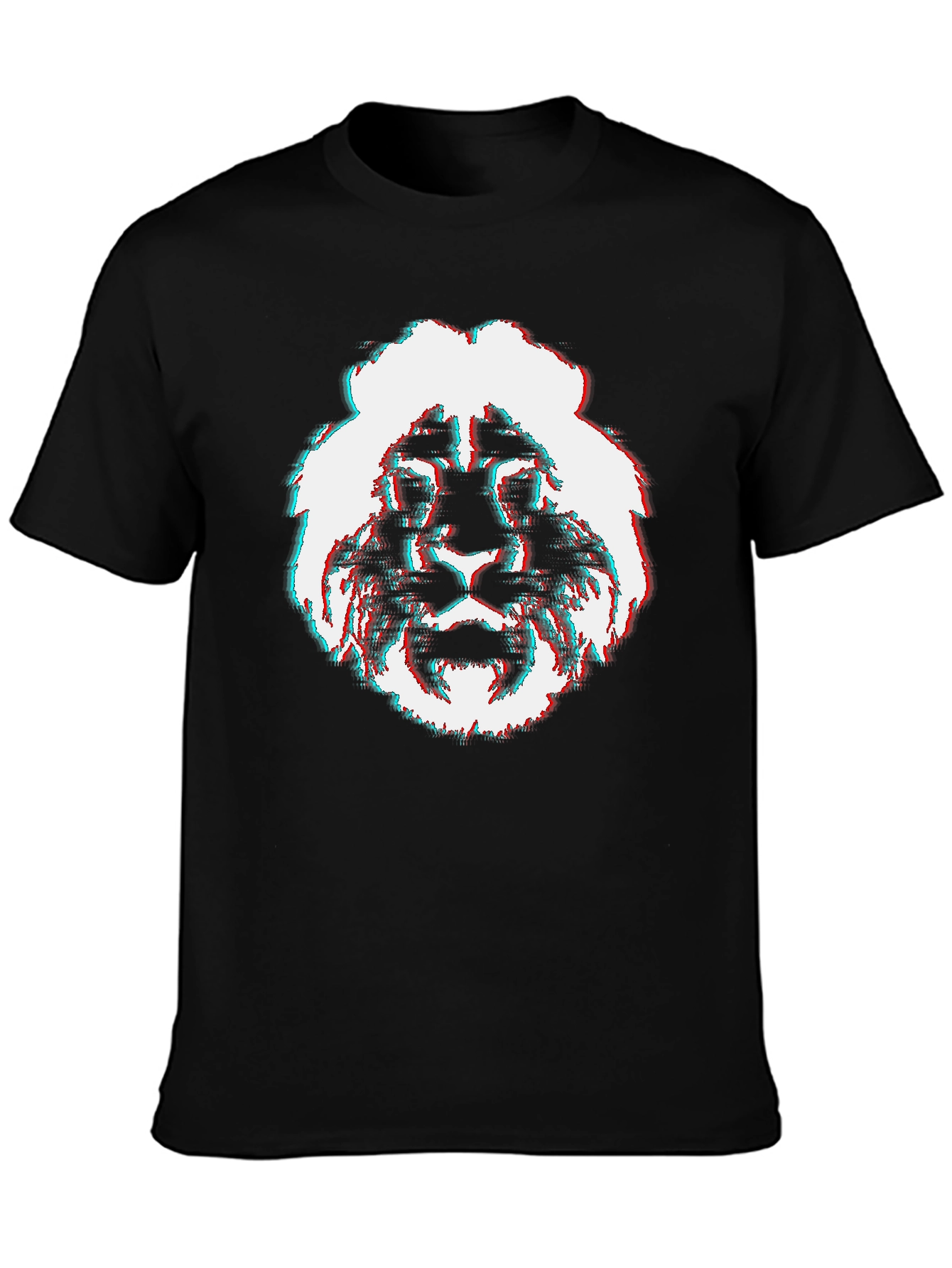 Glitch Lion Graphic Tee - Modern Style