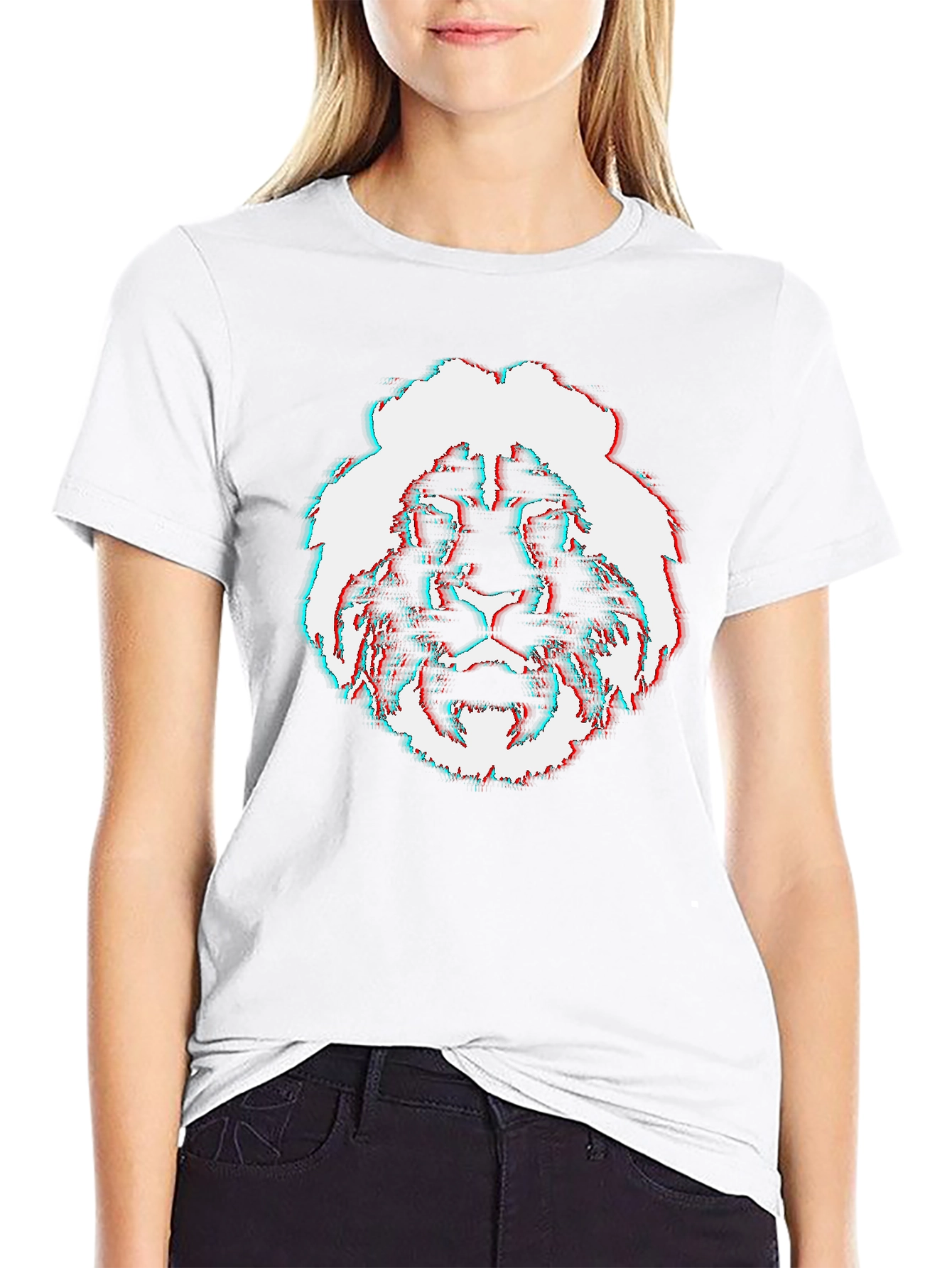 Glitch Lion Graphic Tee - Modern Style