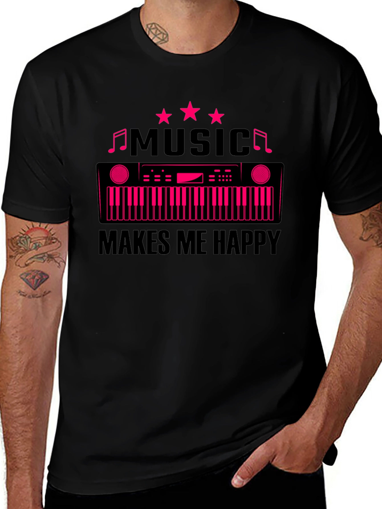 Music Makes Me Happy Graphic T-Shirt