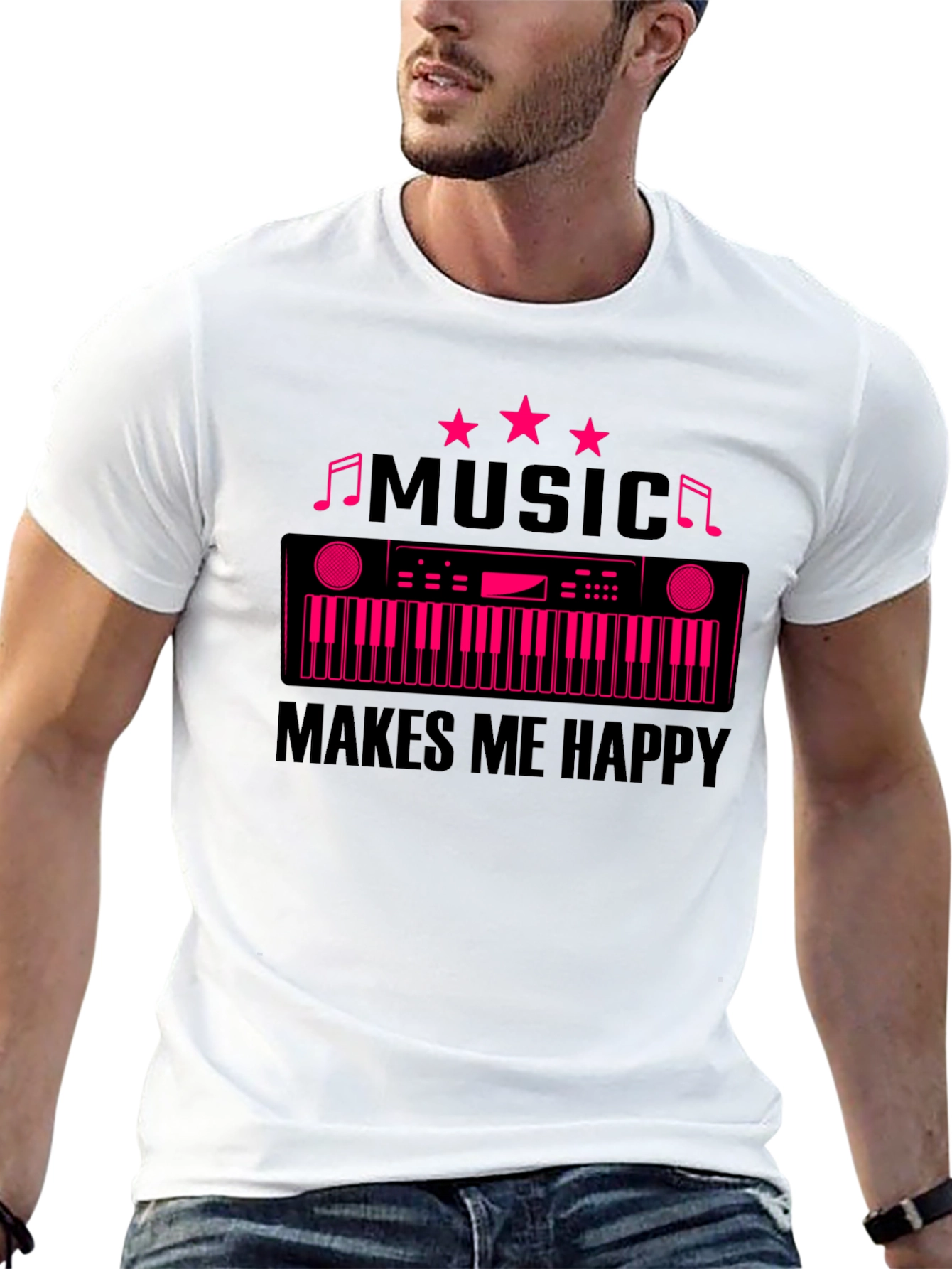 Music Makes Me Happy Graphic T-Shirt
