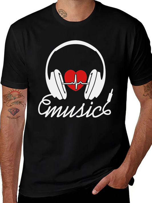 Music Lover T-Shirt - Heartbeat Headphones Design