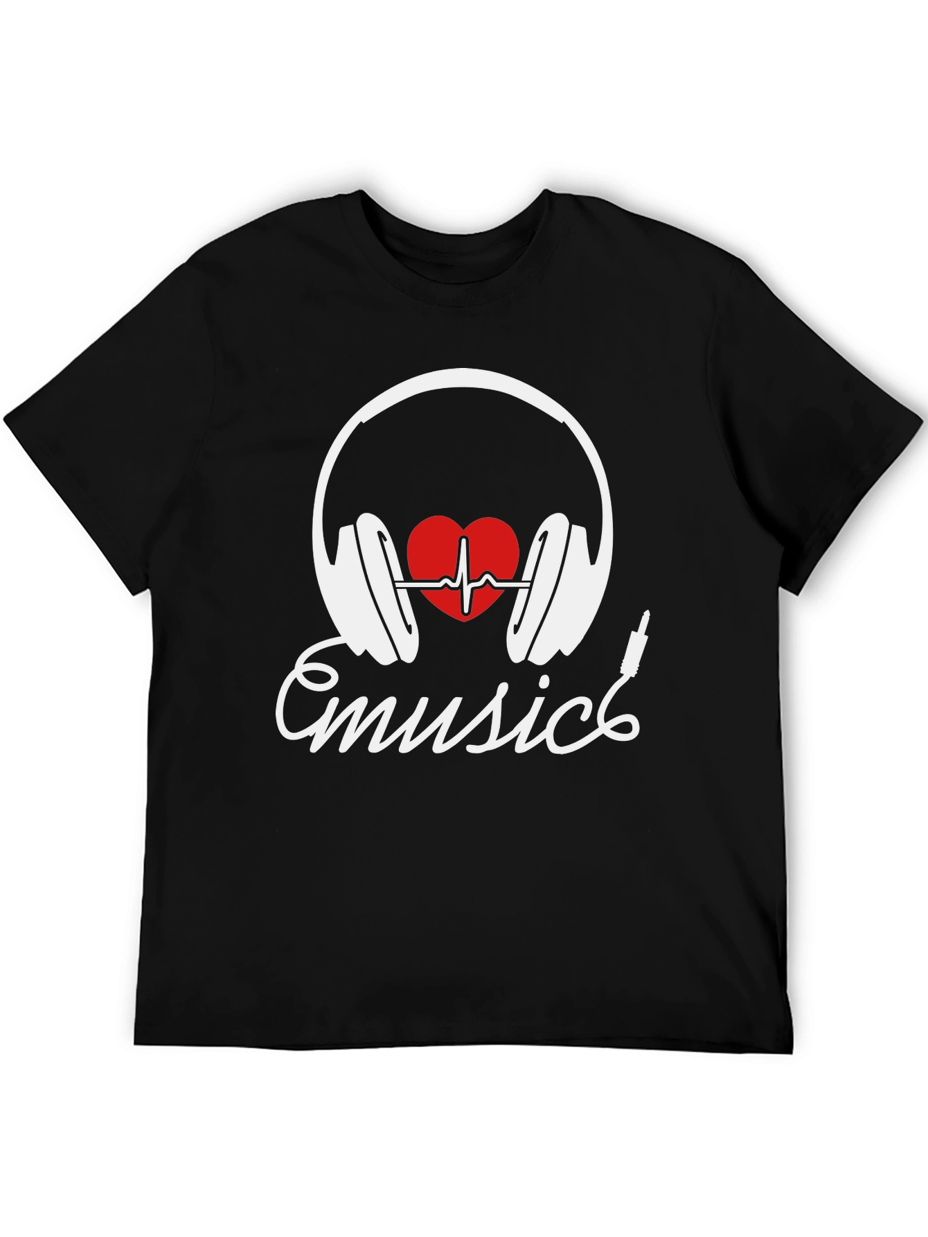 Music Lover T-Shirt - Heartbeat Headphones Design