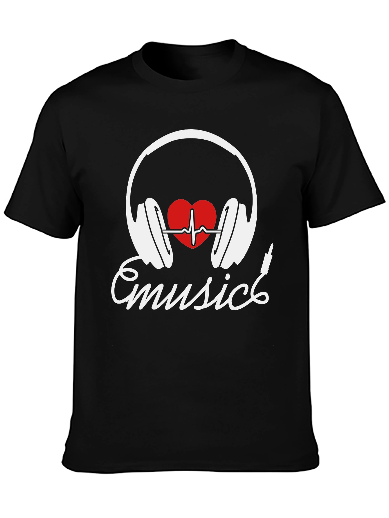 Music Lover T-Shirt - Heartbeat Headphones Design