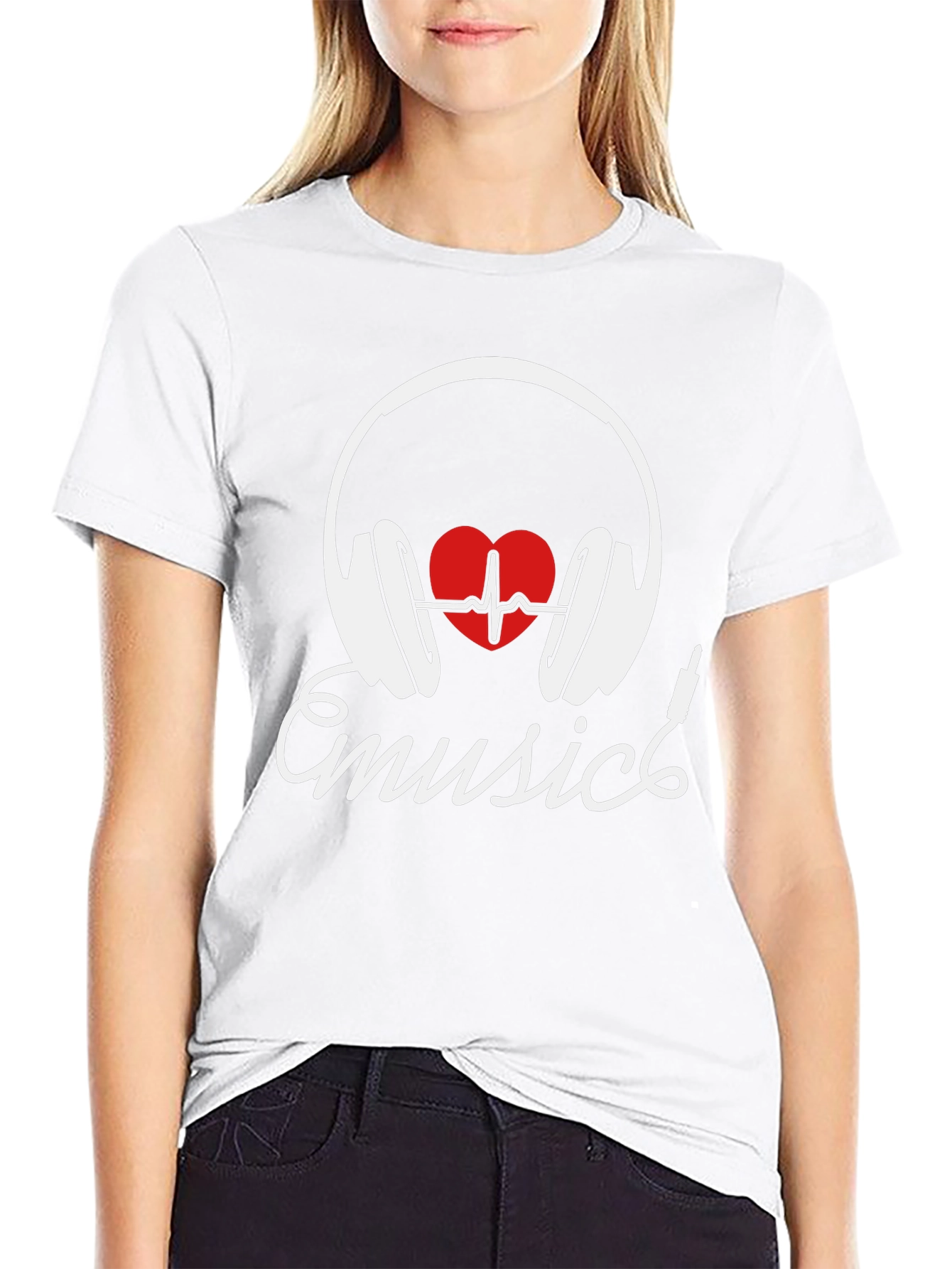 Music Lover T-Shirt - Heartbeat Headphones Design
