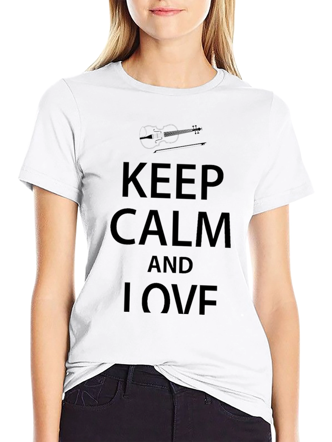 Keep Calm and Love Violin Black T-Shirt
