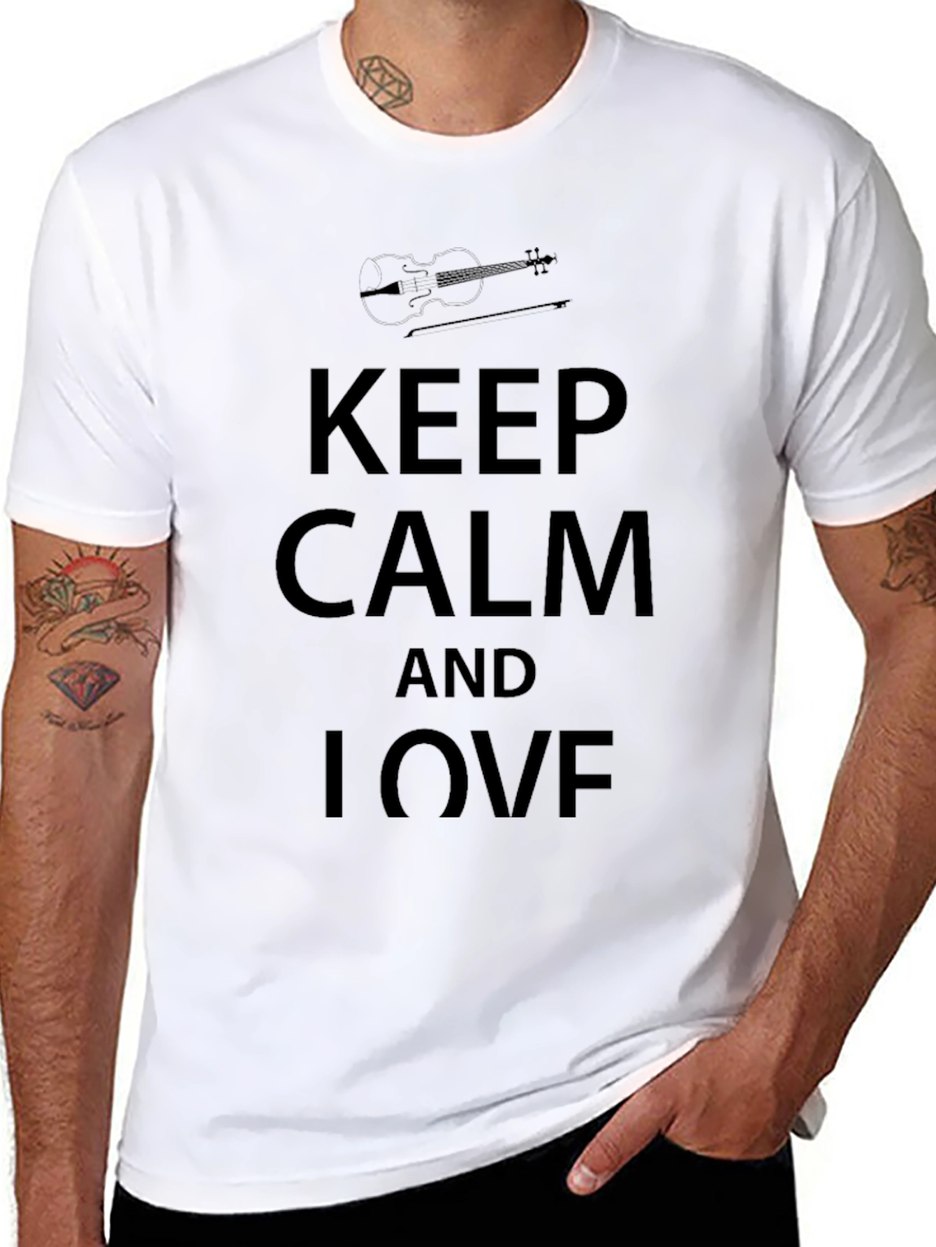 Keep Calm and Love Violin Black T-Shirt