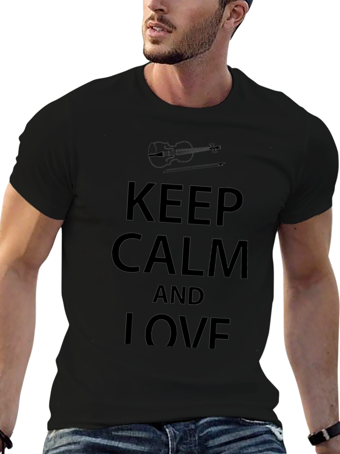Keep Calm and Love Violin Black T-Shirt