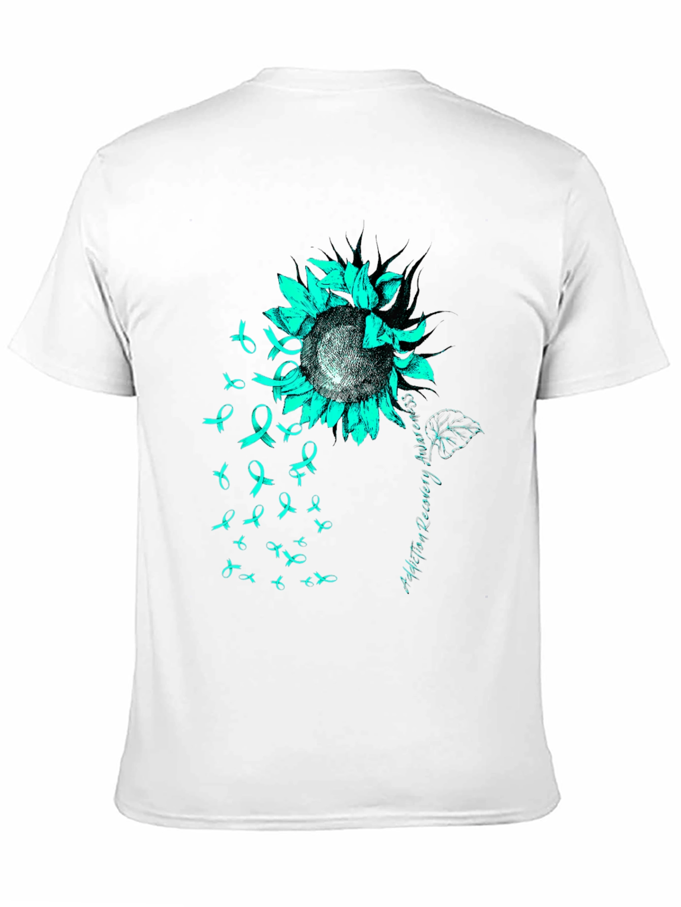 Teal Ribbon Sunflower Tee: Addiction Recovery Awareness
