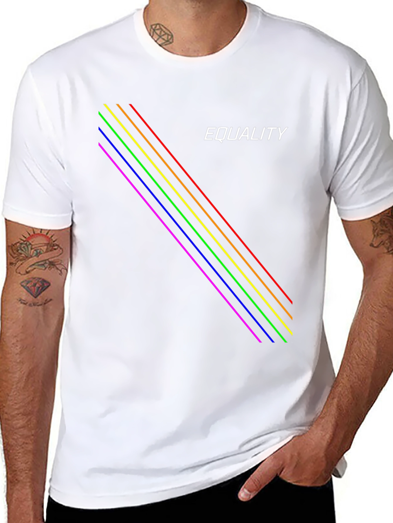Equality Rainbow Stripe Black T-Shirt