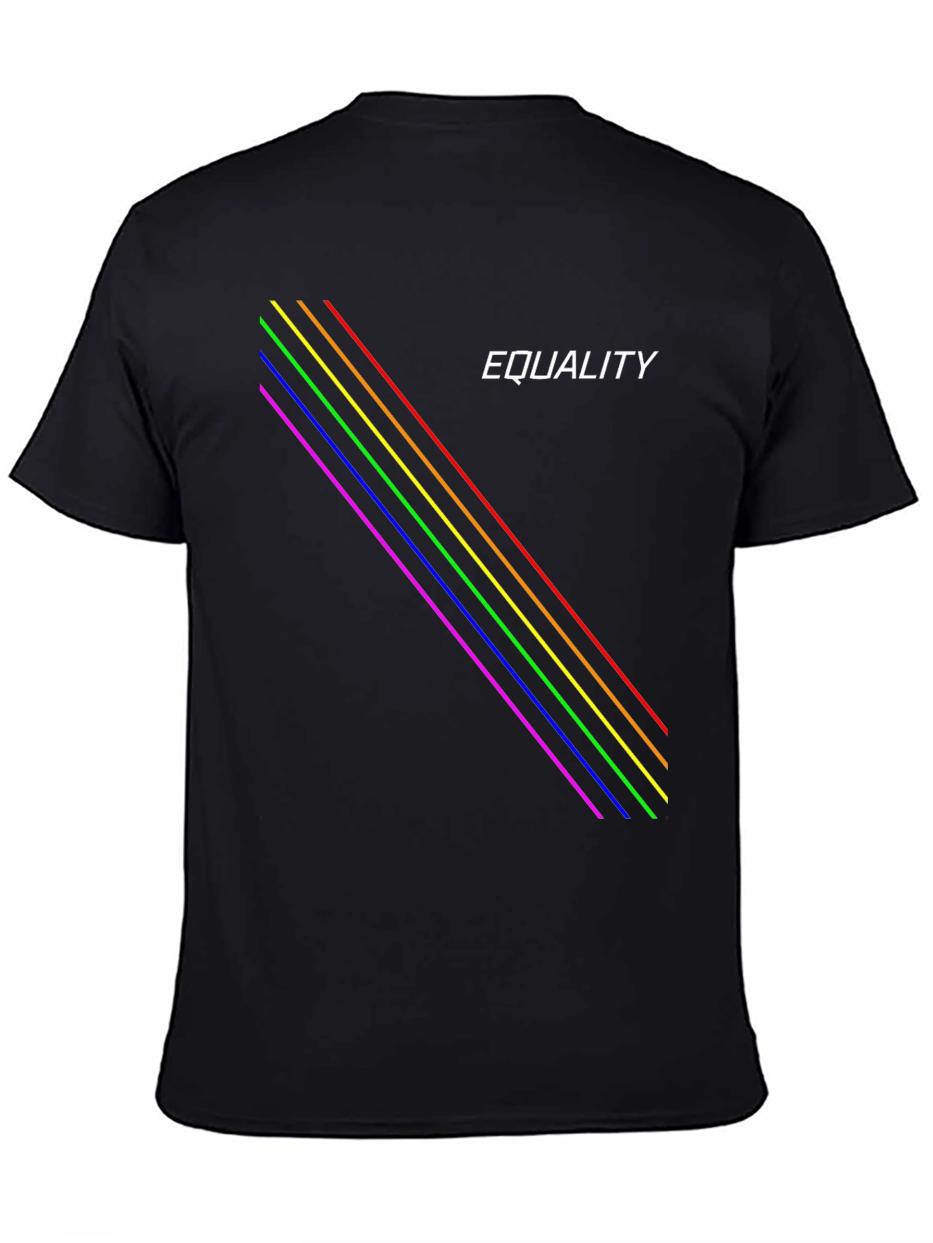 Equality Rainbow Stripe Black T-Shirt